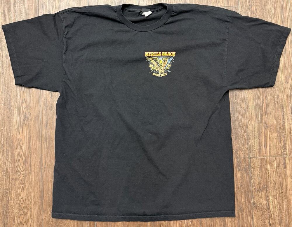 Myrtle Beach Spring Rally 2014 Eagle Graphic T Shirt Men 2XL Black Biker
